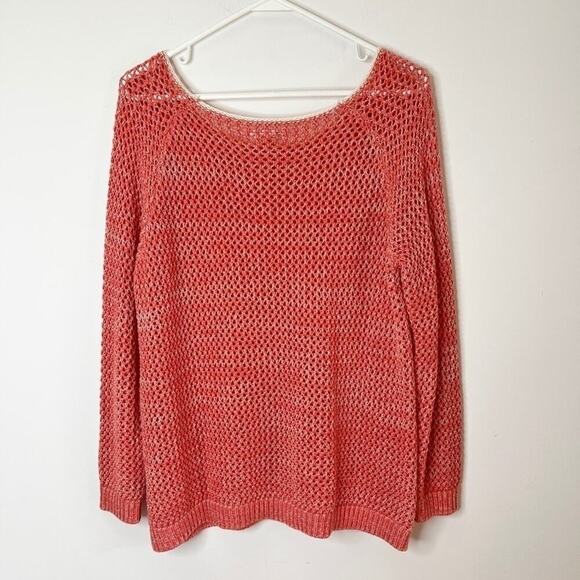 John Paul Richard Women Sweater Size L Open Knit Pink Tunic Long Sleeve Pullover - Picture 5 of 8